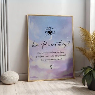 Cloud 9 How Old Were They Bridal Shower Game Sign