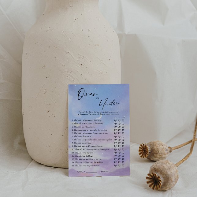 Cloud 9 Over Or Under Bridal Shower Game Card (Creator Uploaded)