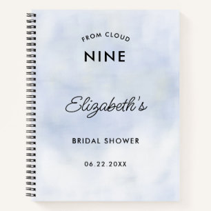 Cloud 9 Pastel Blue Sky Bridal Shower Gift List Notebook