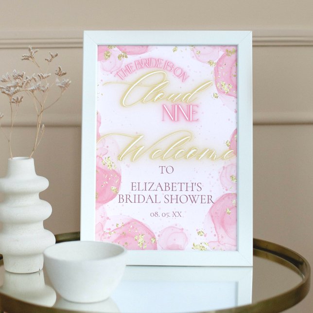 Cloud 9 Pink Gold Bridal Shower Welcome Sign (Creator Uploaded)