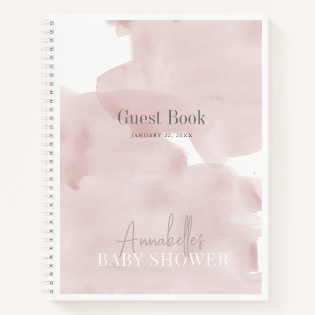Cloud 9 Pink Sky Girl Baby Shower Guest Book (Front)
