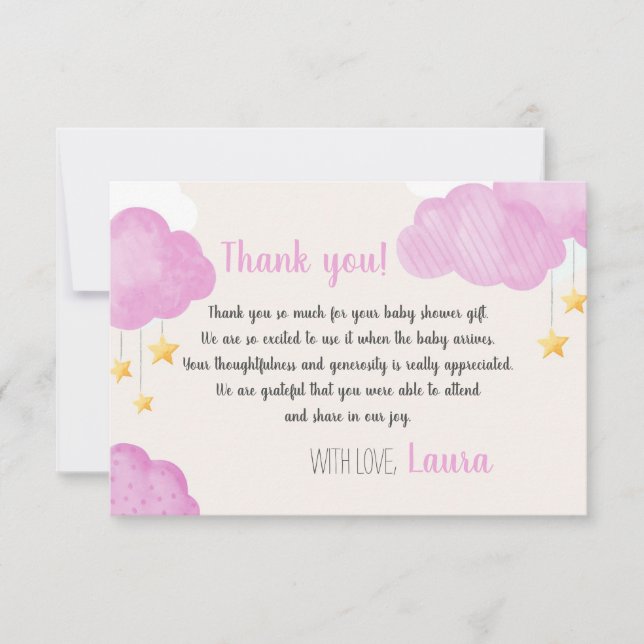 Cloud 9 Pink Thank You Card (Front)
