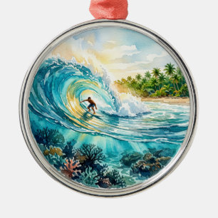 Cloud 9 Surf Break Metal Ornament