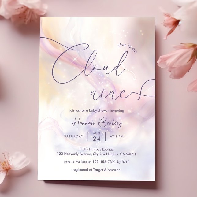 Cloud 9 Watercolor Baby Shower Invitation (Creator Uploaded)