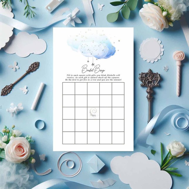 Cloud 9 Watercolor Bridal Shower Bingo (Cloud 9 Watercolor Bridal Shower Bingo)