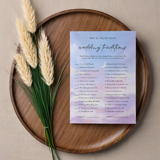 Cloud 9 Wedding Traditions Bridal Shower Game Card (Creator Uploaded)
