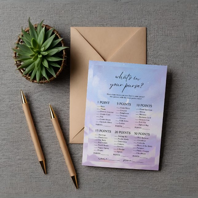 Cloud 9 What's in Your Purse Bridal Shower Game Invitation (Creator Uploaded)