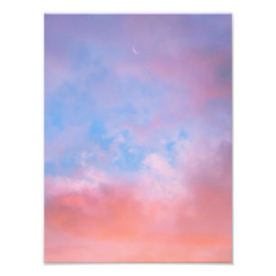 cloud aesthetic sky pastel star light crescent photo print