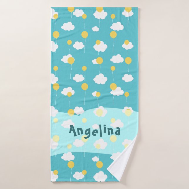 Cloud and Ballon Cute Bath Towel (Bath Towel)