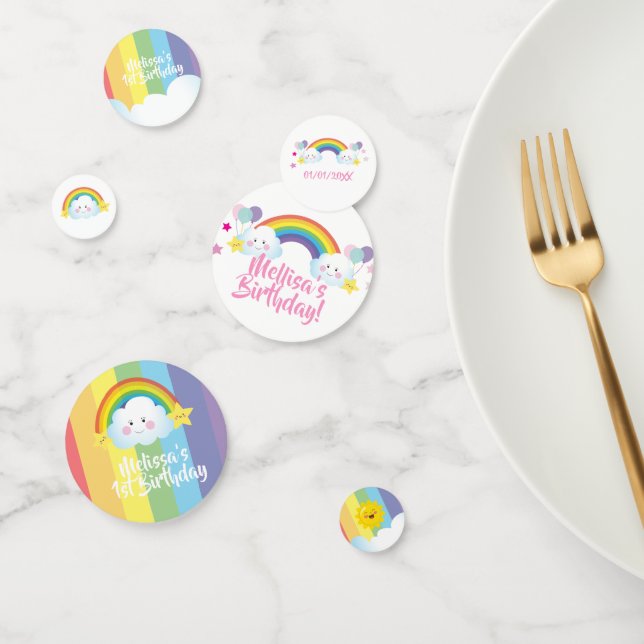 Cloud and Rainbow Children Birthday personalised Confetti (Group)