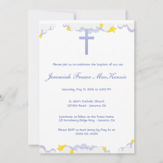Cloud and Stars Baptism Invitation