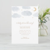 Cloud and Stars Blue Watercolor Baby Shower Invitation (Standing Front)
