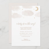 Cloud and Stars Neutral Watercolor Baby Shower Invitation (Front/Back)