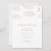 Cloud and Stars Neutral Watercolor Baby Shower Invitation (Front)
