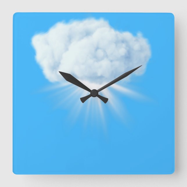 Cloud and Sunlight Wall Clock – Minimalist Sky-Ins (Front)