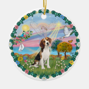 Cloud Angel #1B - Beagle Ceramic Ornament