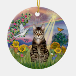 Cloud Angel - Tabby Tiger Cat Angel Ceramic Ornament