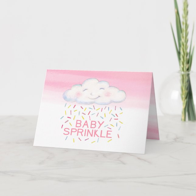 Cloud baby sprinkle pink watercolor thank you card (Front)