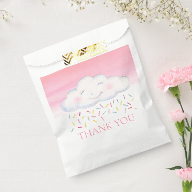 Cloud baby sprinkle pink watercolor thank you favour bag (Sealed)
