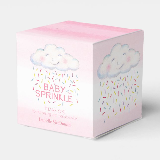 Cloud baby sprinkle pink watercolor thank you favour box (Back Side)