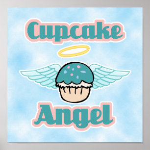 cloud background, cupcake angel poster
