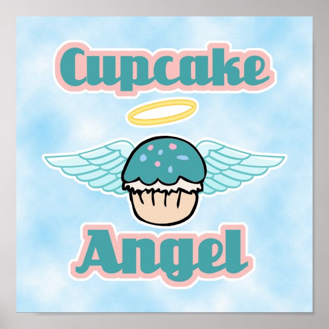 cloud background, cupcake angel poster (Front)