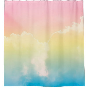 cloud background with a pastel colored gradient. b shower curtain