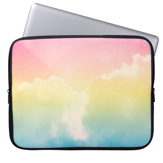 cloud background with a pastel coloured gradient.  laptop sleeve (Front)