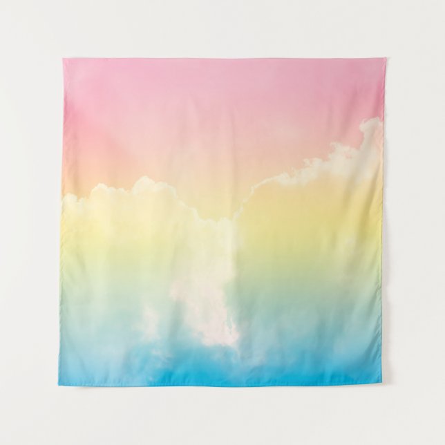 cloud background with a pastel coloured gradient.  tapestry (Front)