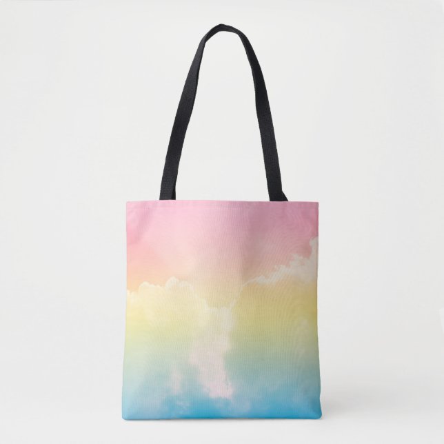 cloud background with a pastel coloured gradient.  tote bag (Front)