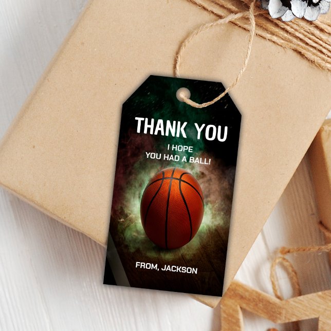 Cloud Basketball Birthday Gift Tags (Basketball Cloud Birthday Gift Tags)