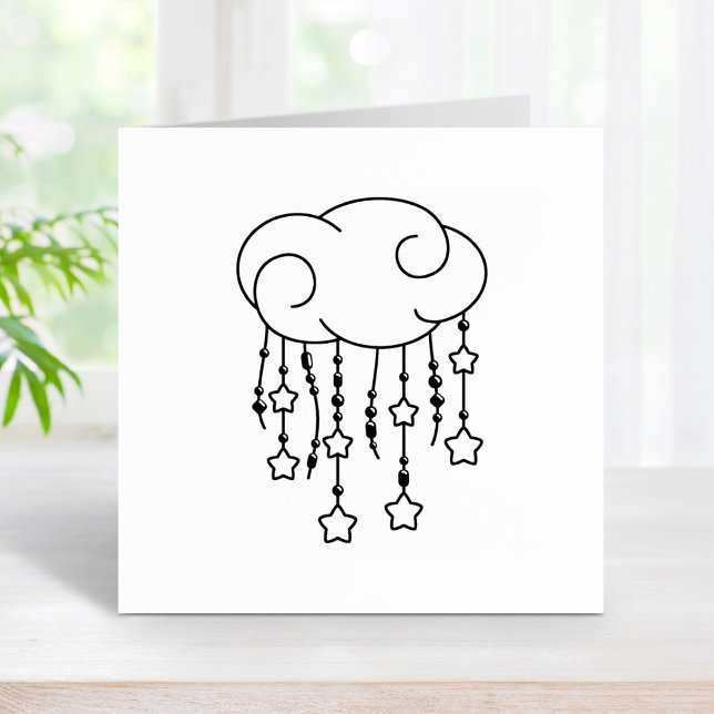 Cloud Beads Stars Mobile Baby Shower Rubber Stamp (Creator Uploaded)