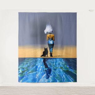 Cloud Blue Dress Detox Occult Dark Witchy AI Art Tapestry