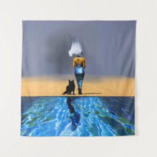 Cloud Blue Dress Detox Occult Dark Witchy AI Art Tapestry