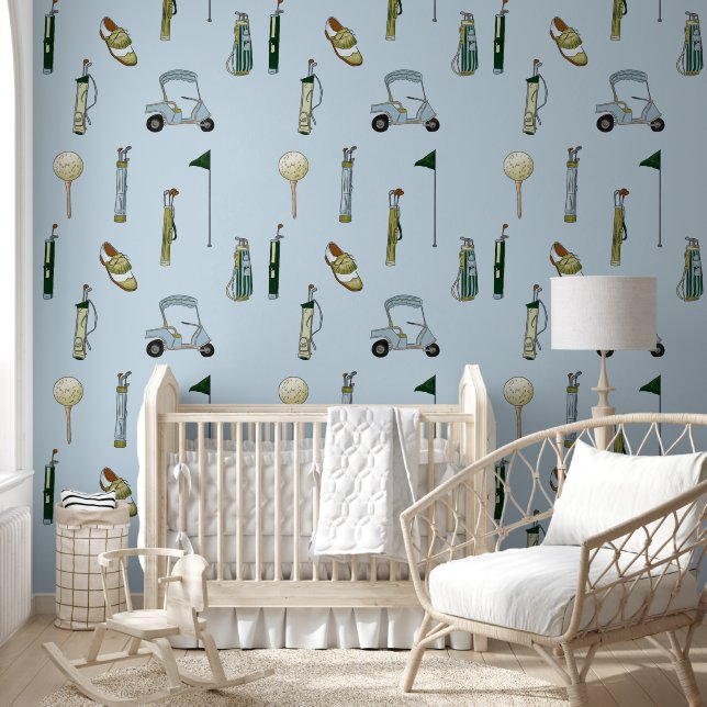 cloud blue Golf blue and green watercolor Wallpaper (Kids)