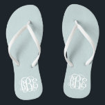 Cloud Blue Preppy Script Monogram Thongs<br><div class="desc">PLEASE CONTACT ME BEFORE ORDERING WITH YOUR MONOGRAM INITIALS IN THIS ORDER: FIRST, LAST, MIDDLE. I will customise your monogram and email you the link to order. Please wait to purchase until after I have sent you the link with your customised design. Cute preppy flip flip sandals personalised with a...</div>