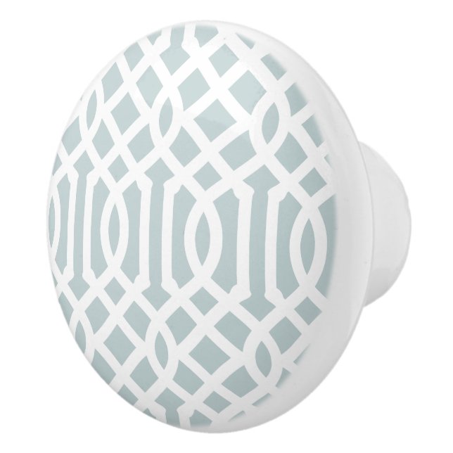 Cloud Blue Trellis Ceramic Knob (Right)