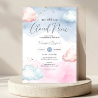 Cloud Blush Pink & Blue Gender Reveal Gold Glitter