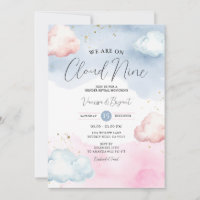 Cloud Blush Pink & Blue Gender Reveal Gold Glitter