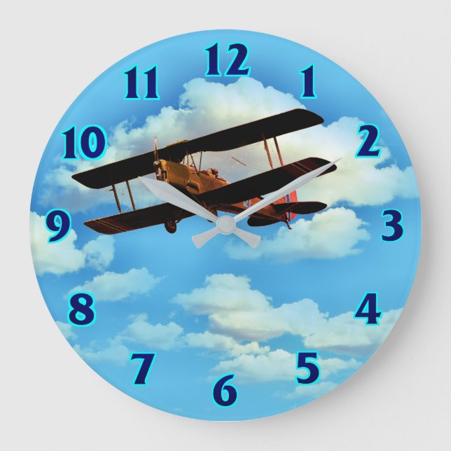 Cloud Break Aeroplane Large Clock (Front)