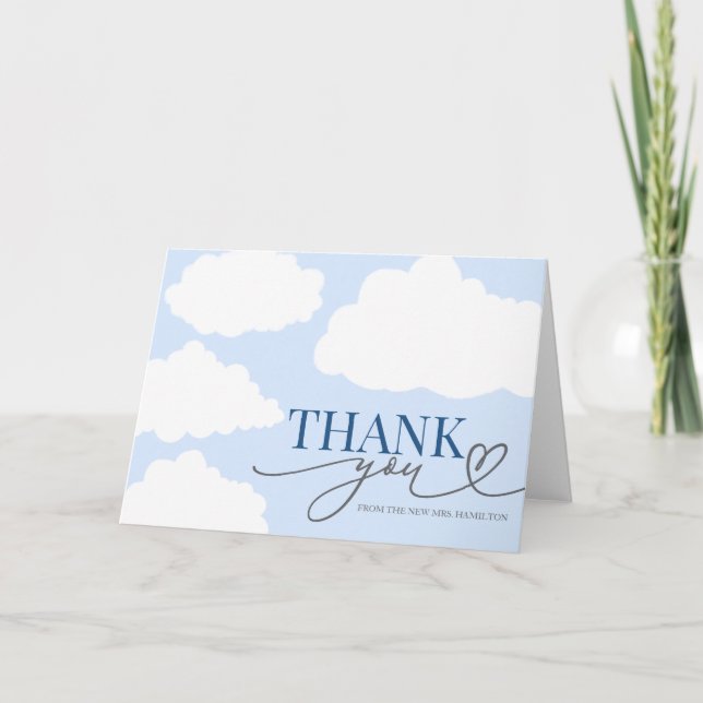 Cloud Bridal Shower Thank You Card (Front)