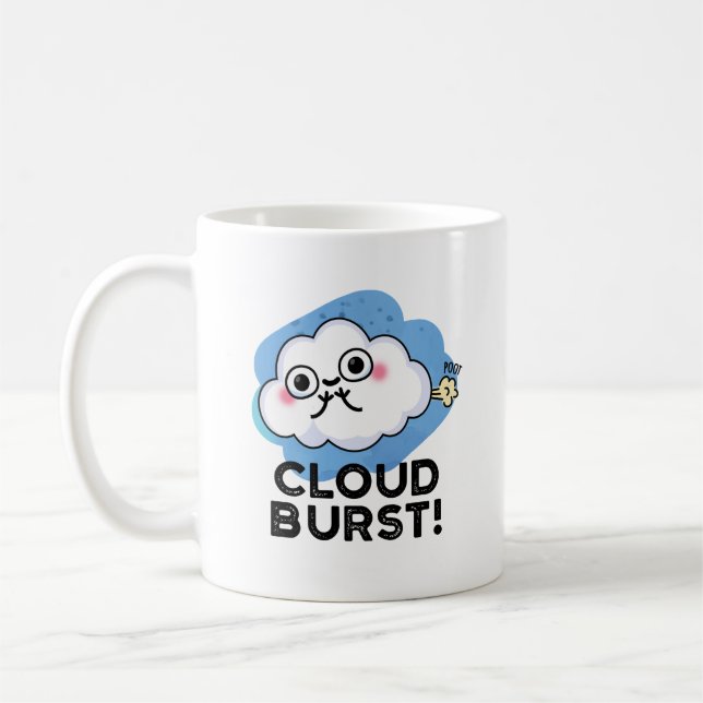 Cloud Burst Funny Cloud Fart Pun Coffee Mug (Left)