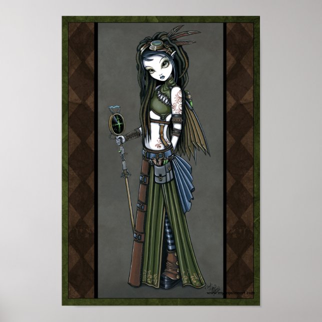 "Cloud Burst" Steampunk Aviatrix Fairy Poster (Front)