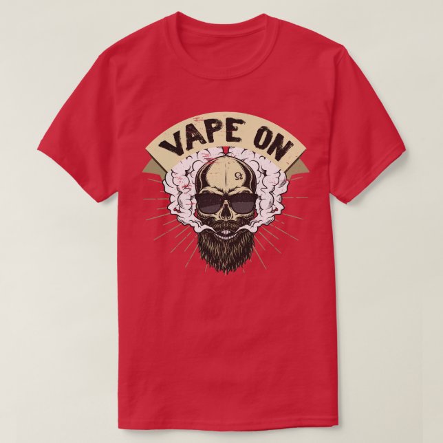 Cloud Chaser Vaping Bearded Skull Vape On T-Shirt (Design Front)