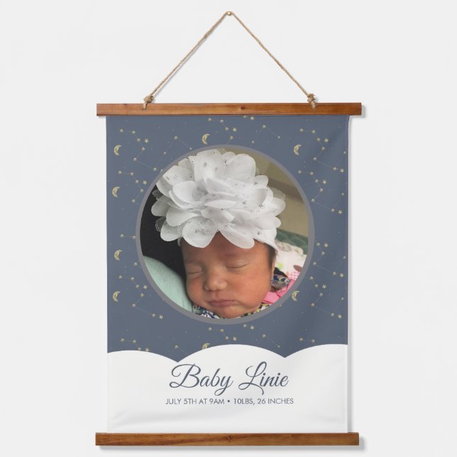 Cloud Constellation Faux Gold New Baby  Hanging Tapestry (Front)