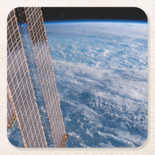 Cloud-Covered Tasman And Coral Seas. Square Paper Coaster