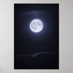 Cloud Covering Full Moon Poster