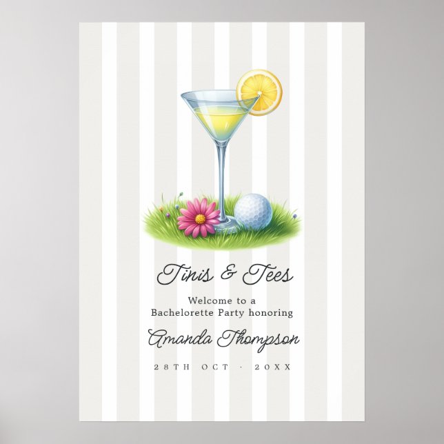 Cloud Dancer Martini Golf Bridal Party Welcome Poster (Front)