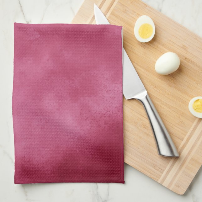 Cloud Effect Burgundy Blush Tea Towel (Quarter Fold)