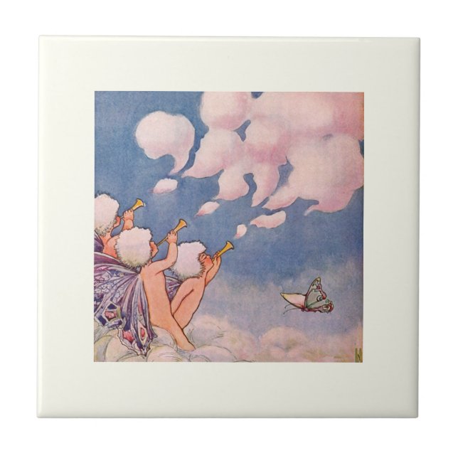 Cloud Faeries Making Clouds Ceramic Tile (Front)